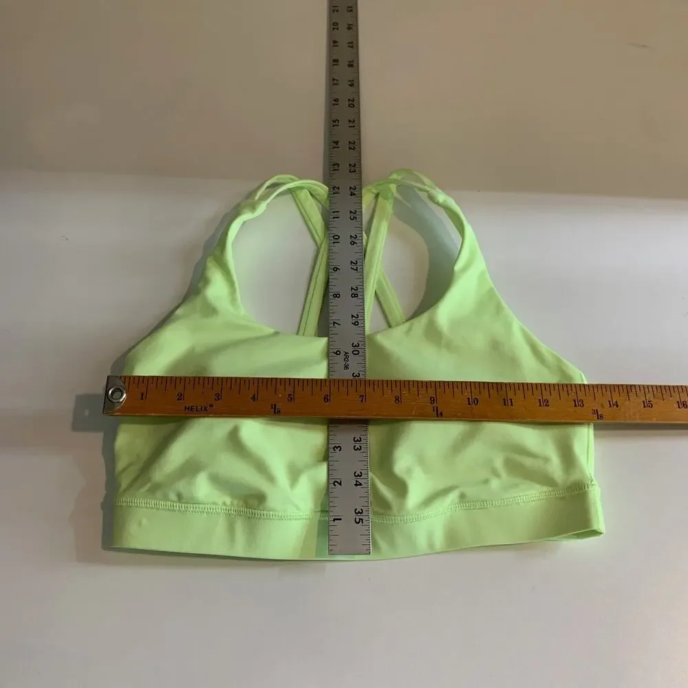 Lululemon Sports Bra Women 8 Acid Lime Longline Strappy Crossback Padded Support